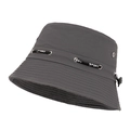 Cappello a secchiello in mesh grigio scuro con cordino sportivo e fibbia regolabile - Colore 12 (Talpa Lavato)