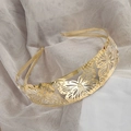 Golden butterfly alloy headband with intricate hollow filigree design for weddings - 28#