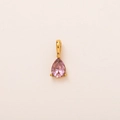 18K gold plated titanium necklace with pear-shaped pink birthstone pendant for women - October 3-Prong Teardrop Pendant Only (Without Chain)
