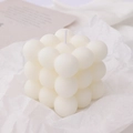 White minimalist bubble cube scented candle in creative geometric cube shape - Rubik's Cube