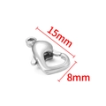 Polierter herzförmiger Karabinerverschluss für DIY Schmuck, Größe 15mm x 8mm - 15mm / Stahlfarbe