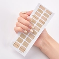 Self-adhesive nude nail sticker with gold glitter and line pattern model UNE038 - Nude Spliced Gold Glitter Line Style (UNE-38)