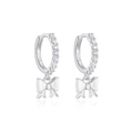 Eleganti orecchini a fiocco in argento S925 con cristalli scintillanti colore argento - Bianco (Platino)