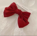 Elegante fermaglio per capelli a fiocco in raso perlato rosso in stile vintage - Borgogna