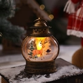 Linterna de Navidad de bronce con escena de ciervos y luz LED de vela parpadeante - Alce / Bronce