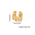 Detail view of wavy gold open ring showing dimensions 1.4cm height and 1.9cm width - Adjustable Open / Multi-layer Wave Bead Style (TYGR0067) / Gold