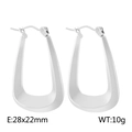Silver geometric U-shaped titanium steel earrings with 28x22mm dimensions and 10g weight - Style E (KE109347-LO)