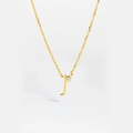 Minimalist S925 sterling silver golden necklace featuring letter J pendant with crystal - Letter J