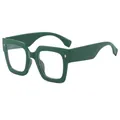 Occhiali da sole quadrati oversize verde scuro con rivetti argentati e aste larghe - Montatura Verde Lenti Bianche