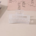 Minimalist rectangular frosted hair claw clip in translucent white for thick hair - #20 Transparent Frosted White - 8.5cm / Bulk (No Packaging)
