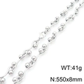 Geometrische zilveren roestvrijstalen golfschakelketting 550x8mm weegt 41g - Zilveren Golfketting-8mm Breed (KN288692-Z)