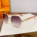 Gafas de sol cuadradas con montura de metal dorado, patillas de madera y lentes degradadas violetas - Marco Dorado Lentes Grises Degradadas
