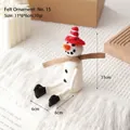 Handmade wool felt snowman figurine wearing a striped hat and scarf, 11x6x6cm size - No. 15 (Small Snowman with Pointed Hat)