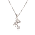Charmant collier ours en argent avec pendentif étoile étincelant sur chaîne en O - Ours Argenté + Zircone Claire