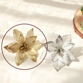 Gouden 13cm glitter kerstster bloem voor kerstboom decoratie en krans versiering - Goud