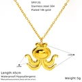 18K gold plated stainless steel octopus pendant necklace with 45cm chain for women - Octopus Style (SP912G)