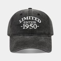 Dettaglio del ricamo LIMITED EDITION 1950 su cappellino in cotone grigio lavato - 1950 Nero