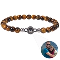 Détail du bracelet en œil de tigre 6mm avec perle de projection photo pour les couples - Bracelet Oeil de Tigre