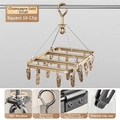 Square champagne gold 16-clip sock drying rack made of durable aluminum alloy - Champagne Gold Square - Medium 16 Clips