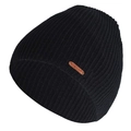 Classico berretto in maglia a coste nere con etichetta in pelle marrone di alta qualità - Taglia Unica(Regolabile) / Nero