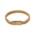 Detalle de pulsera de cadena tejida dorada de doble fila con cierre de imán liso - 4*8mm / 22cm / Dorado