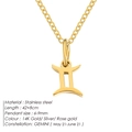 14K gold plated stainless steel Gemini constellation pendant necklace for women - Gemini / Gold