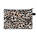 Trousse de toilette portable à motif léopard avec fermeture éclair et tissu toile - Motif léopard fauve (11)