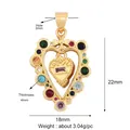 Bunter Herzanhänger mit Mikro-Pave-Fassung in Goldoptik für DIY Schmuck 18x22mm - L196075-Regenbogen Spinner Herz