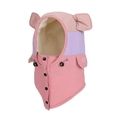Cappello a sciarpa 3 in 1 rosa e viola per bambini con calda fodera in pile e paraorecchi - Rosa