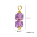 Purple natural stone bead pendant with gold accents, 13.8mm height for DIY jewelry - Purple Cylindrical Beaded