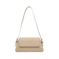 Retro minimalist beige PU leather underarm baguette bag with adjustable strap and flap - Khaki