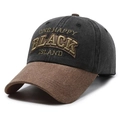 Casquette vintage en coton lavé avec visière contrastée et broderie 'ONE HAPPY BLACK ISLAND' - Réglable / Noir