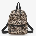 Stylish mini canvas backpack with classic leopard print pattern and black adjustable straps - Leopard Print