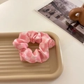 Chic pink checkered organza scrunchie hair tie for women with elegant fabric texture - Pink Grid