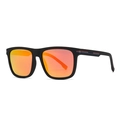 Classic square TR frame sunglasses with matte black finish and orange mirrored lenses - Black Frame Red Lens