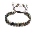 Handmade 6mm multi-colored Indian Agate and Rose Quartz double-row beaded wrap bracelet - India Agate