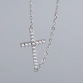 Elegante collana a croce in argento S925 con pavé di zirconi scintillanti per donna - Argento 925 / Oro Bianco