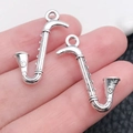 Silver alloy saxophone instrument charms for DIY bracelets and necklaces jewelry making - Saxophone (16x26mm-1.2g)