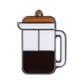 Classic white and coffee French Press enamel pin with elegant polished metal outlines - French Press Coffee Tool (xz7913)