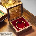 Square walnut wood jewelry box with burgundy velvet lining and golden vintage engraving - Black Walnut Vintage Wine Red Bracelet Box Type A
