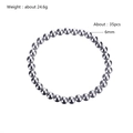 Detail of 6mm silver stainless steel beaded elastic bracelet showing 35 polished round beads - Elastic Cord-6mm