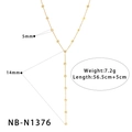 Detail view of gold stainless steel Y-necklace with dimensions and 7.2g weight specs - Y-Shaped Tassel Ring Style (NB-N1376) / 18K