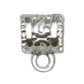 Silver alloy hollow column jewelry connector bail with intricate carved patterns - Bright Silver Connector 11x8mm (Hole 5mm)