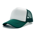 Classic white and forest green mesh trucker hat with adjustable snapback and curved brim - One Size(56-58cm) / Upgraded Peacock Green