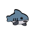 Blue and grey enamel shark brooch pin with detailed metallic outlining on white background - Blue Cartoon Shark Style (C2355-1)