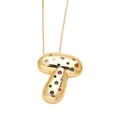 Golden mushroom pendant necklace inlaid with vibrant rainbow-colored zircon stones - Style T