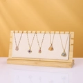 Beige velvet and bamboo necklace display stand with 11 slots for multiple pendants - Off-white / Velvet