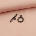 Polished black stainless steel OT toggle clasp for DIY jewelry on pink fabric - Integrated Ring Set / Black