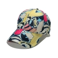 Detail view of colorful abstract graffiti baseball cap with multi-color geometric prints - Yellow Red Blue Black Graffiti (B)