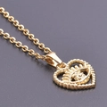 Polished 18k gold plated stainless steel necklace featuring a heart and eye pendant design - Gold Necklace